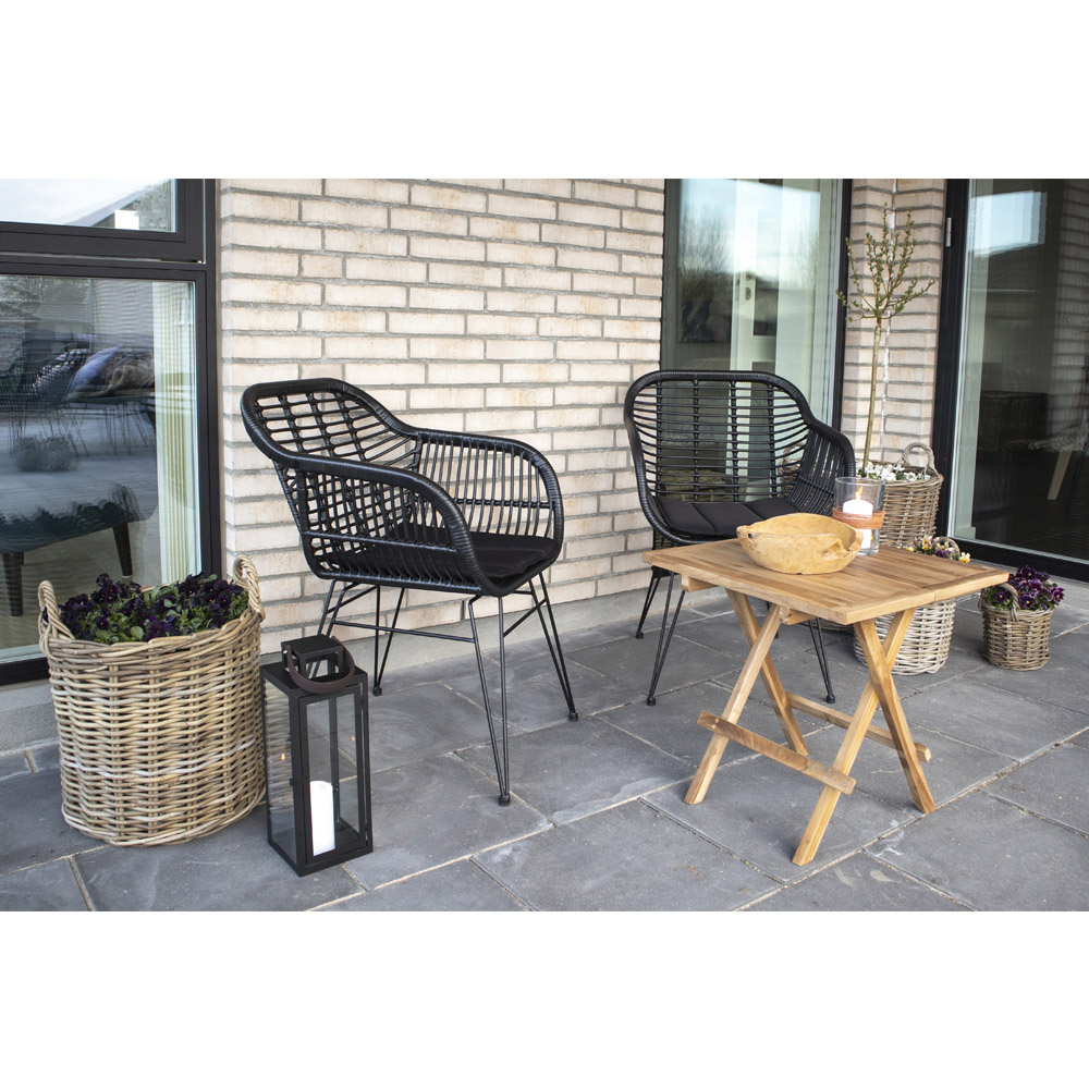 Gartenstuhl mit Kissen - Trieste, schwarzes Polyrattan