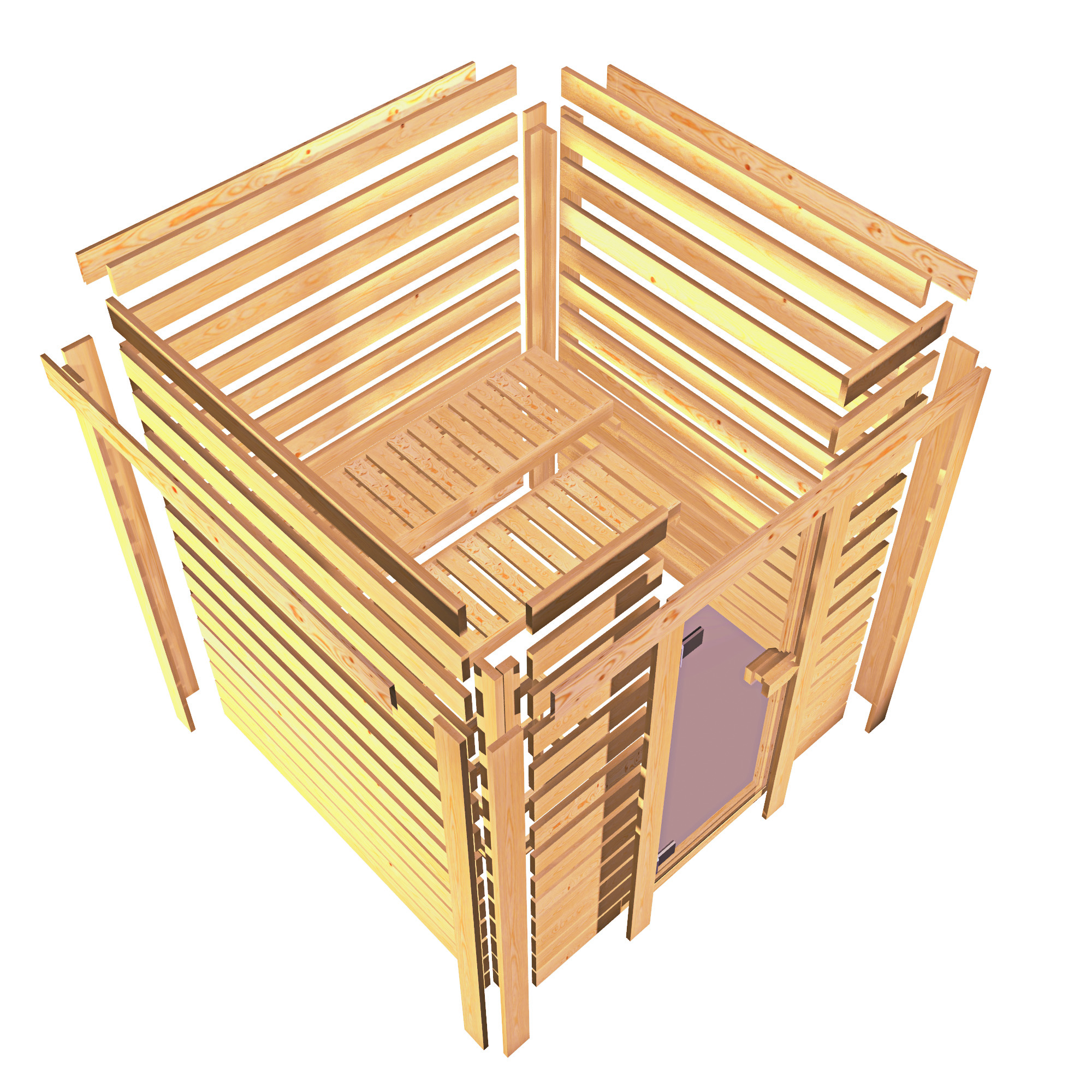 Aktionssauna Kemi 2 mit Eckeinstieg - 196x170 cm|Set-Ofen 3
