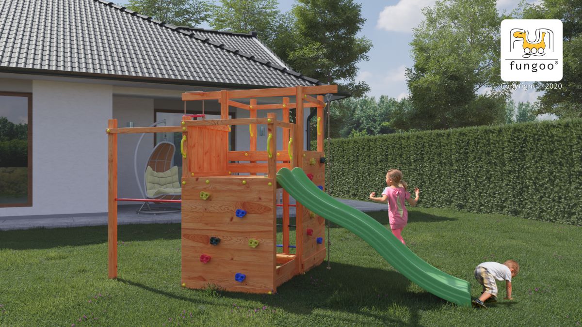Fungoo Kletterturm CLIMBING STAR 2, teak-farben lasiert