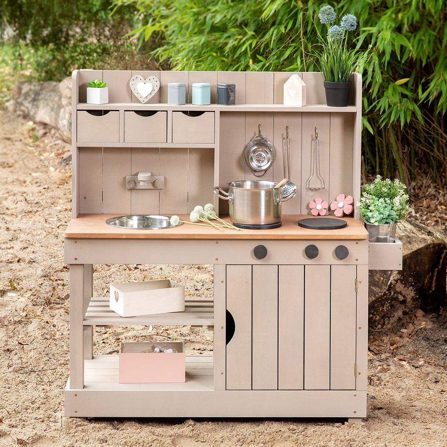 MUDDY BUDDY® Holz-Matschküche Explorer warmgrau 