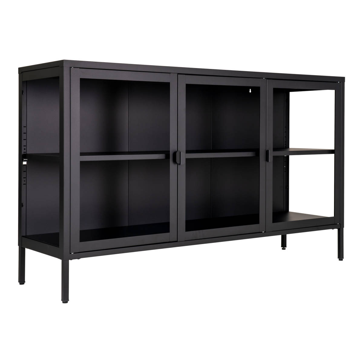 Sideboard - Brisbane, schwarz mit Glastüren 40x140x85 cm