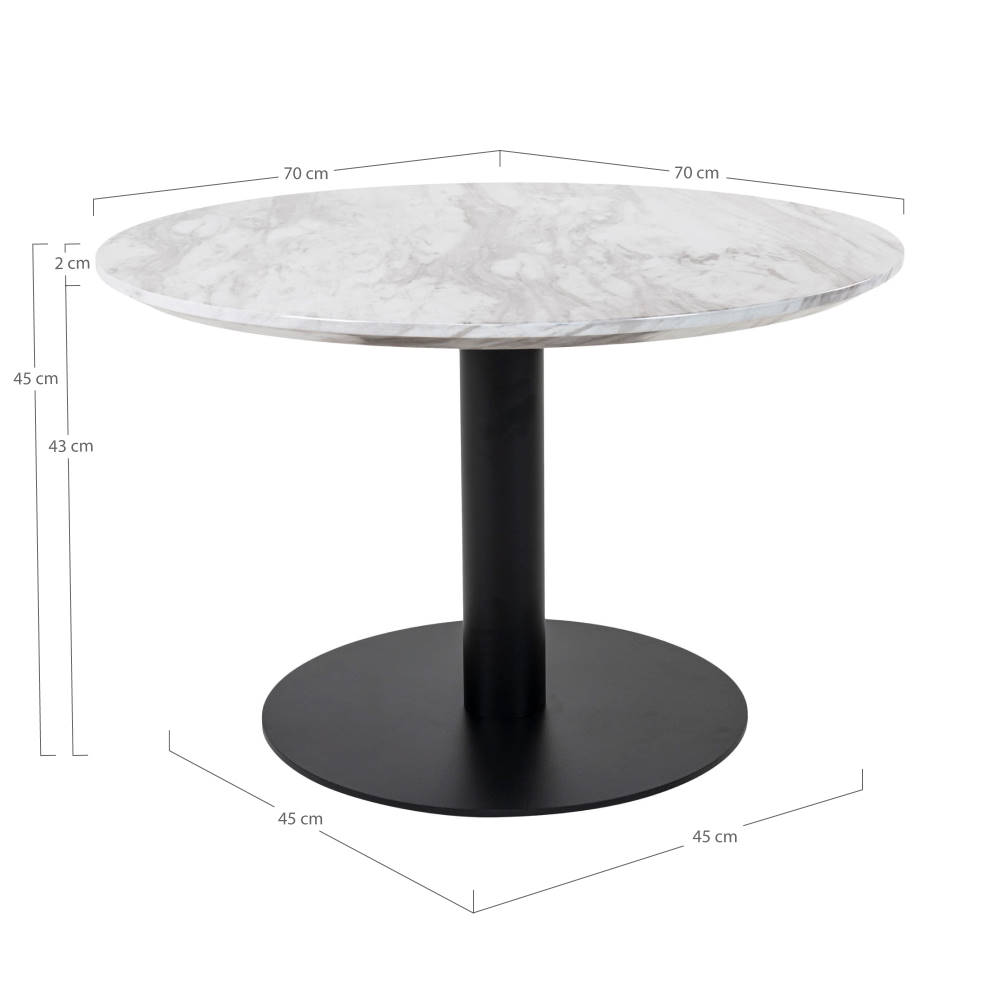Couchtisch Marmor-Optik - Bolzano, Ø70x45 cm