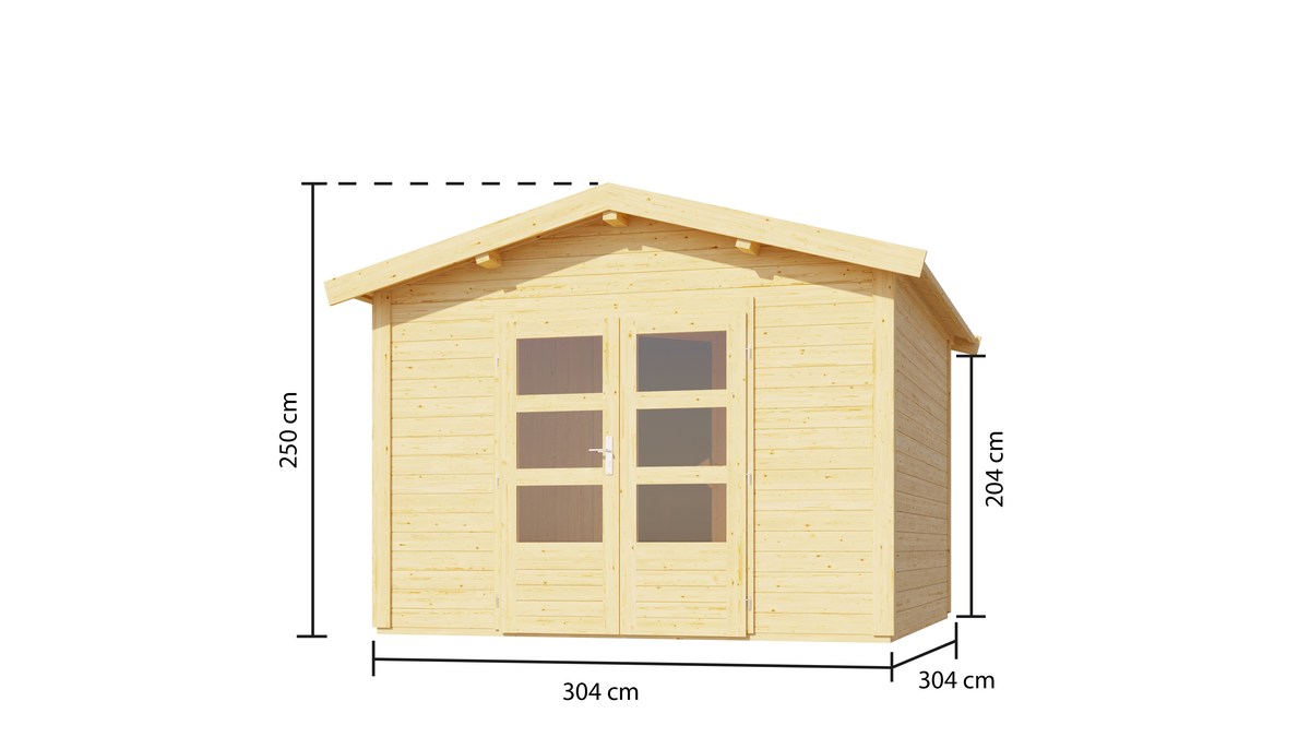 Saunahaus Anton - 304x304 cm, 28 mm naturbelassen|ohne Ofen