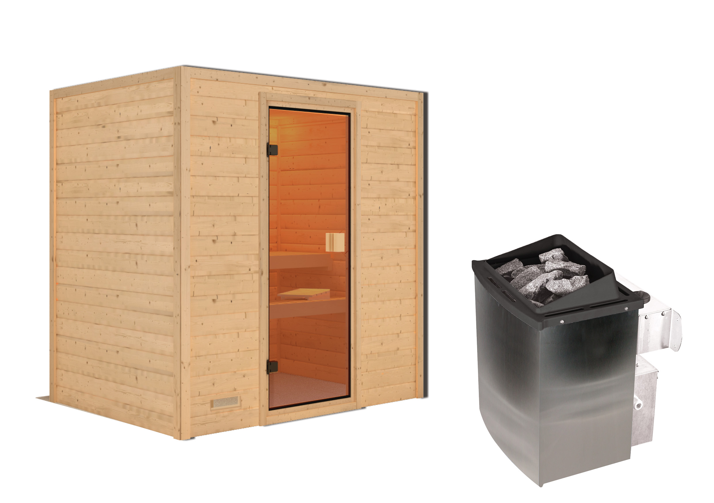 Aktionssauna Kemi 1 mit Fronteinstieg - 196x146 cm|Set-Ofen 1