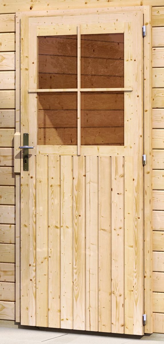 Holzgarage 28 mm Blockbohlen naturbelassen, Flachdach-Einzelgarage 387x537 cm, Karibu