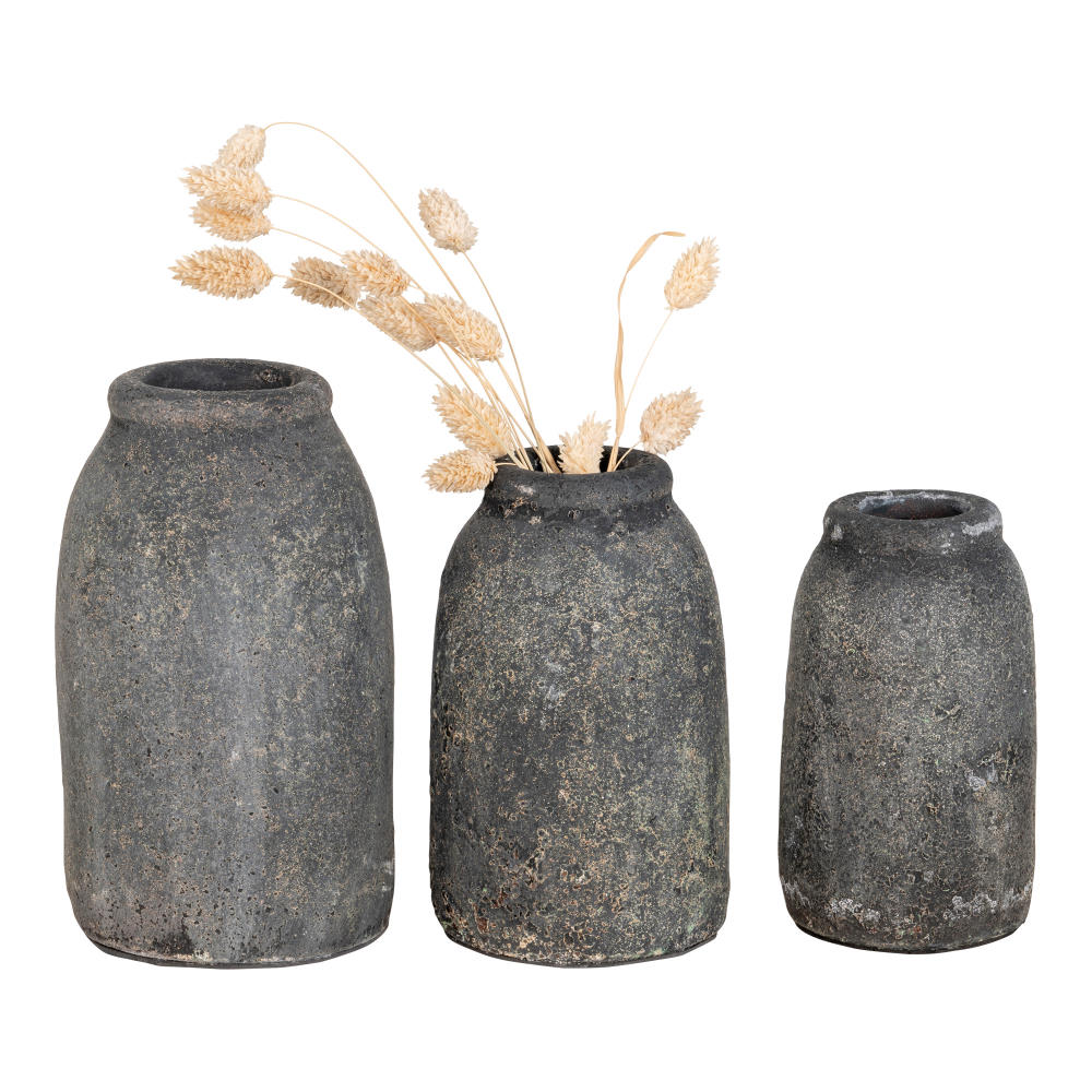 3-er Set Deko-Vasen - Velas, antik dunkelgrau