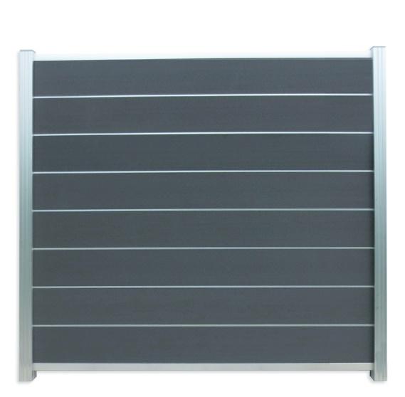 Gotland WPC-Zaunfeld-Set 180x175cm schiefergrau/silber, T&J