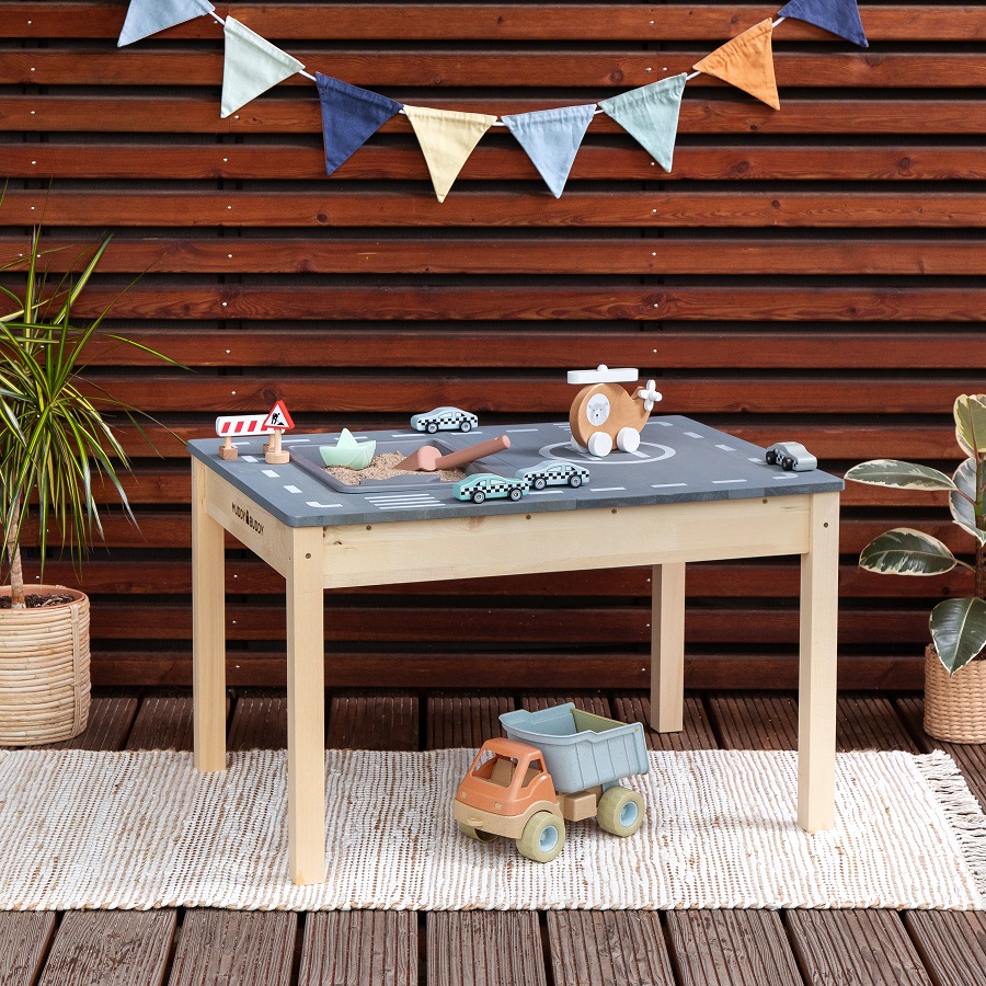 MUDDY BUDDY®  Outdoor Spieltisch Race Runner, natur-lavagrau