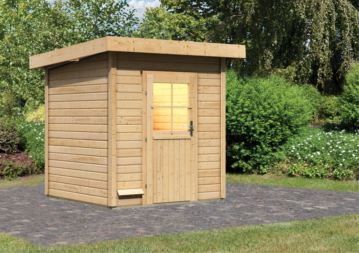 Karibu Saunahaus Taina 196 x 196 cm, 38 mm WOODfeeling, naturbelassen|ohne Ofen