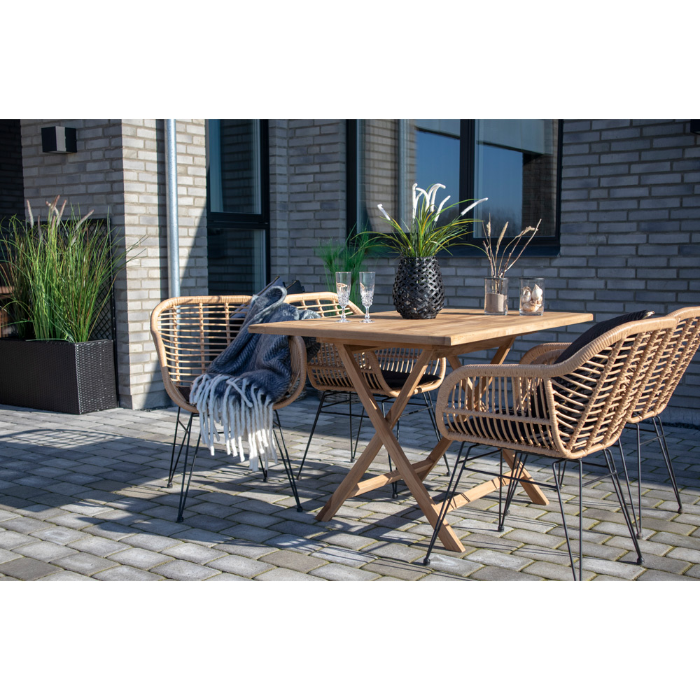 Gartenstuhl mit Kissen - Trieste, naturelles Polyrattan