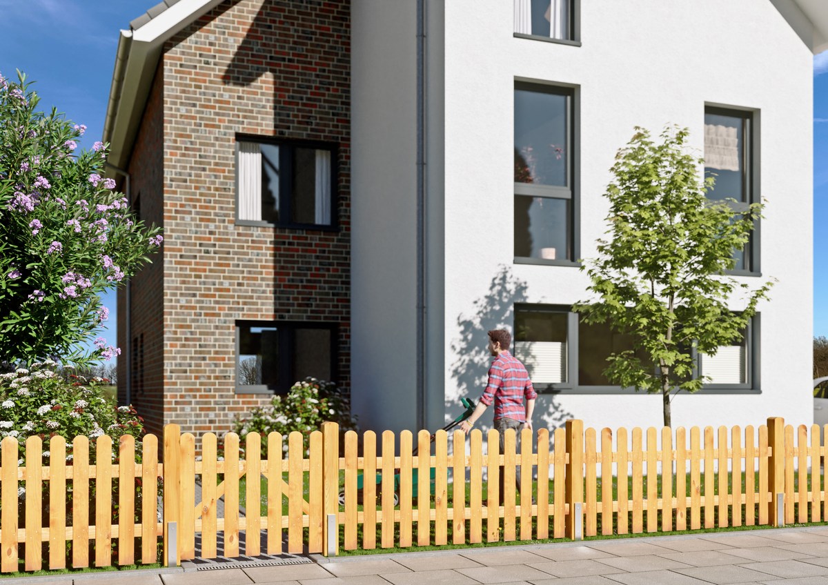 SUNLINE Vorgartenzaun 180x85 cm, pinienfarbig lasierte Kiefer/Fichte