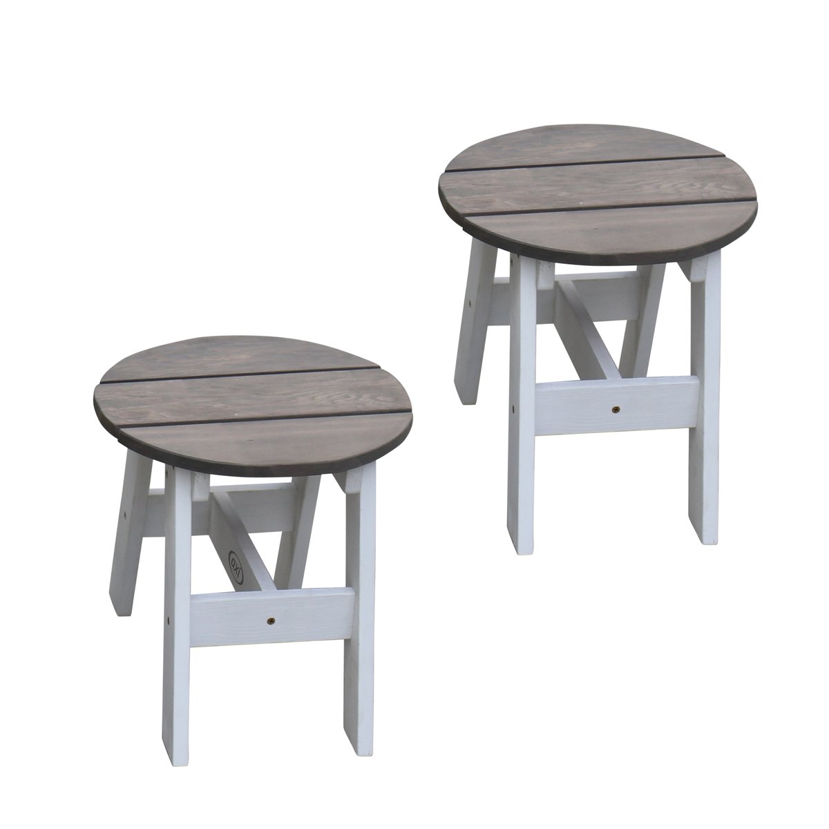 Kinder-Picknickset 3-teilig rund, Hemlockholz grau/weiß