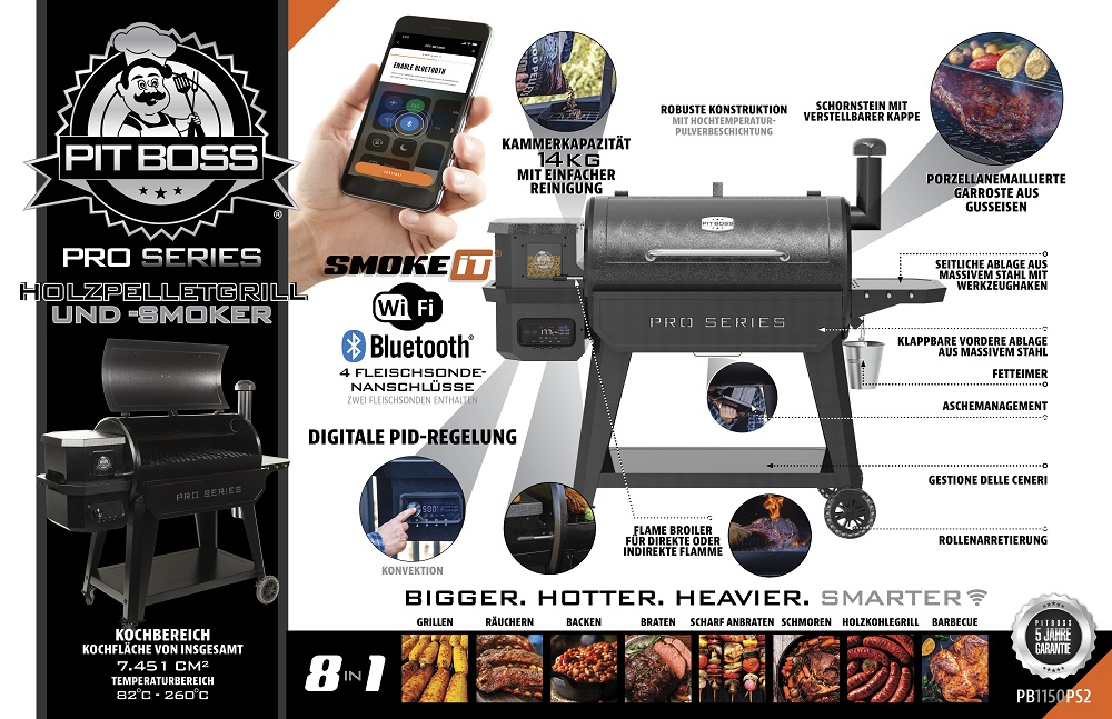 Pit Boss Pro Series 1150, Moderner Holzpellet-Grill und Räucherofen