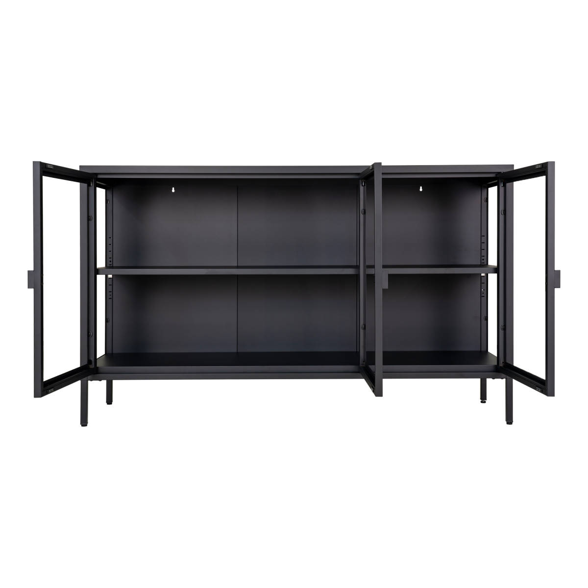 Sideboard - Brisbane, schwarz mit Glastüren 40x140x85 cm