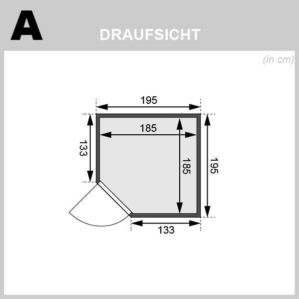 Karibu Sauna Tilda - 195 x 195 cm, 38 mm WOODfeeling, ohne Kranz|ohne Ofen
