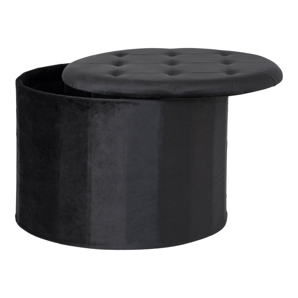 Samt-Pouf mit Stauraum - Turup, schwarz