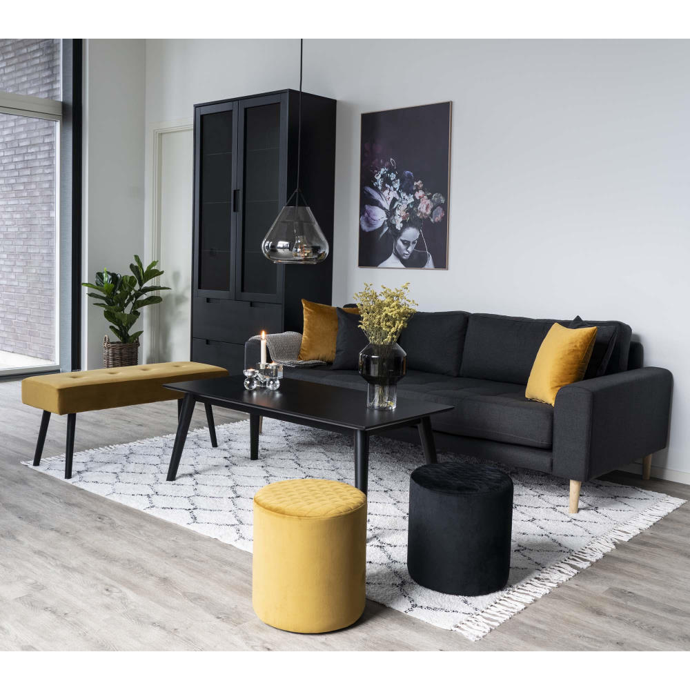 Pouf Samt-Hocker - Ejby, senfgelb