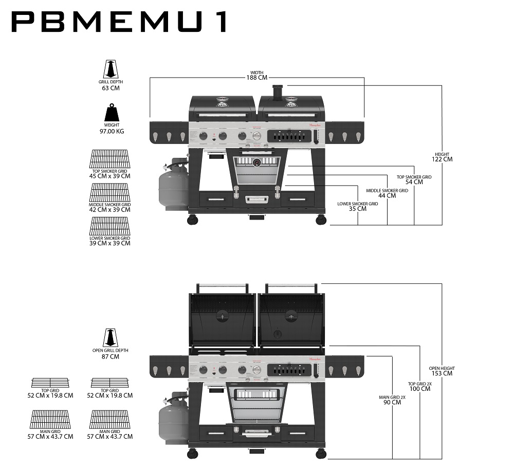 Pit Boss Memphis Ultimate Combi-Grill, Räucherofen + Kohle + Gasgrill