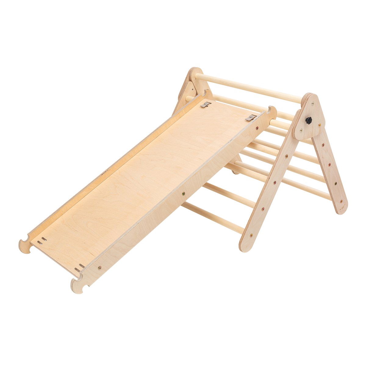 Kletterdreieck mit Kletterrampe aus Holz - Natur