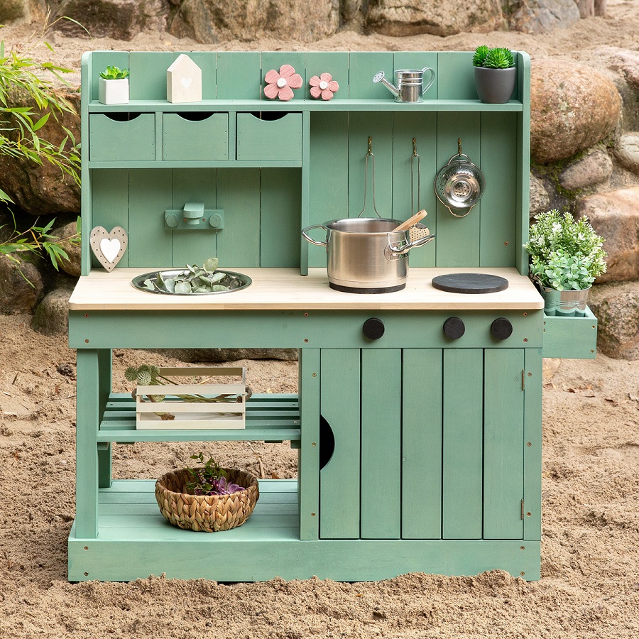 MUDDY BUDDY®  Holz-Matschküche Explorer salbeigrün