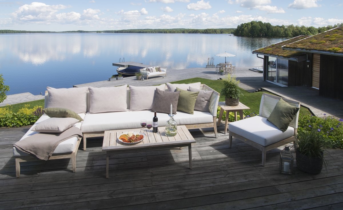 Wellington Lounge 2-Sitzer Modul, Teak whitewashed inkl. Polster