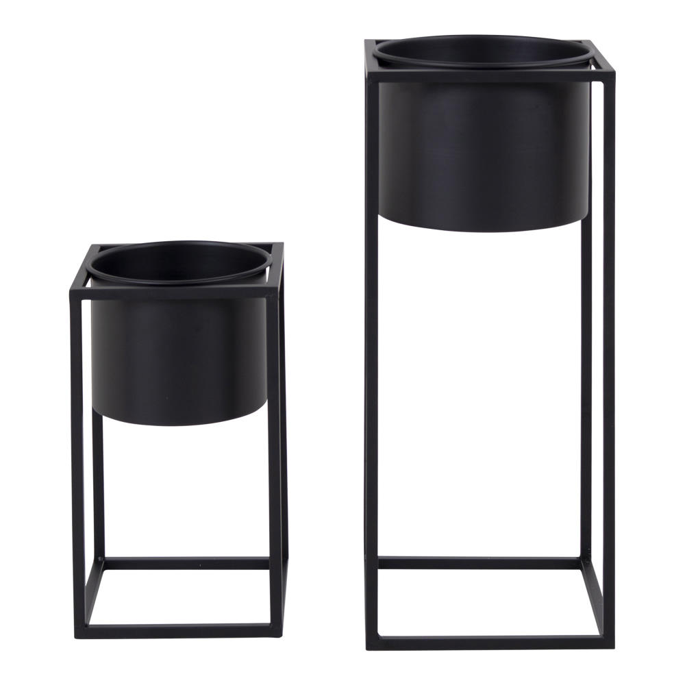 2-er Set Blumentopf - Marla, schwarz