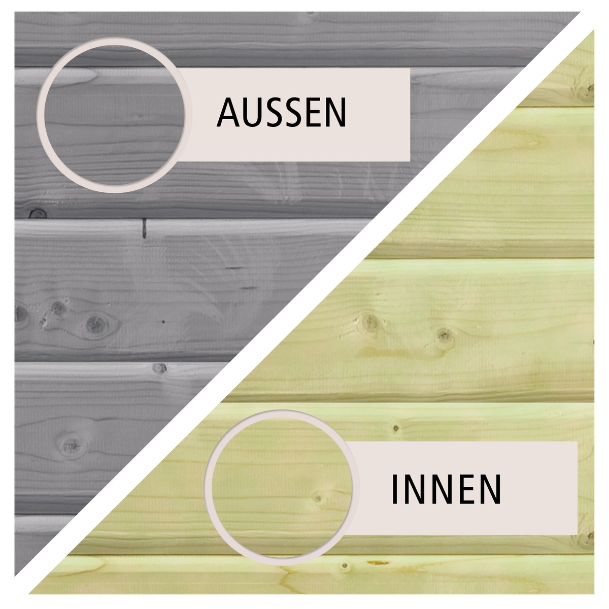 Achteck-Pool X1 400x400 cm mit Terrasse, Holz wassergrau/Folie grau, Karibu
