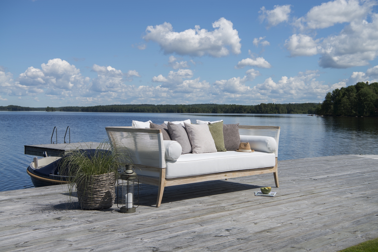Wellington Daybed/Tagesbett Teak whitewashed 221 x 99 x 84 cm
