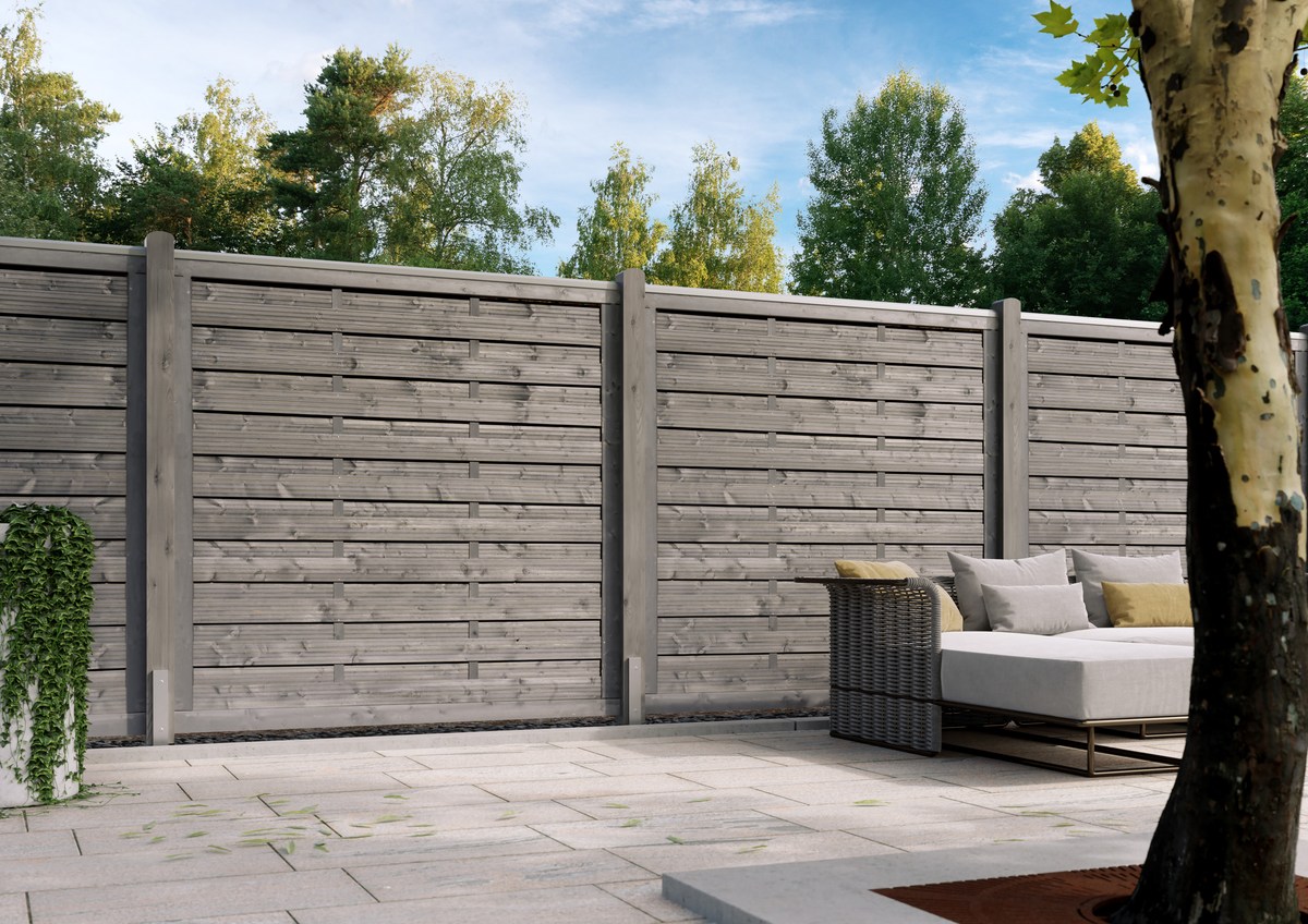 NIGHTLINE Dichtzaun 180x180 cm Kiefer/Fichte dunkelgrau getaucht