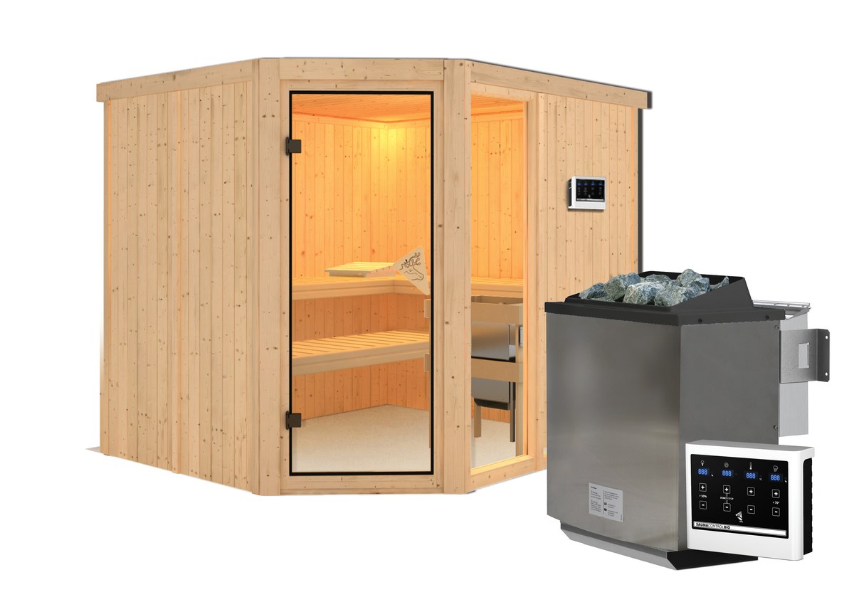 Aktionssauna Varberg "Premium" 3 - 231x196 cm, 68 mm Systemsauna | Set-Ofen 3