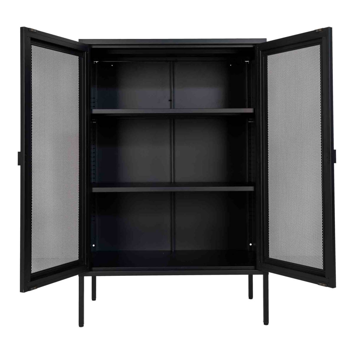 Vitrine - Melbourne, schwarz mit Gittertüren