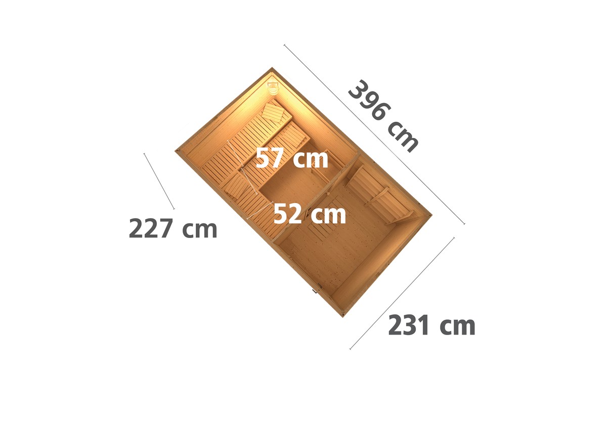 Aktions-Saunahaus Farsund 396x231 cm anthrazit|Set-Ofen 3