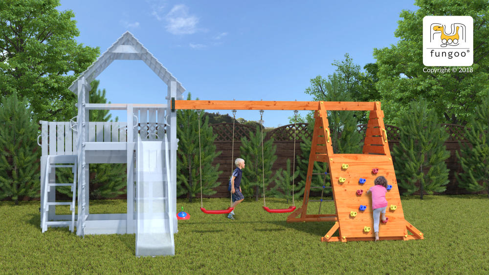 Fungoo Kletterschaukel-Modul SPIDER DOUBLE RED für Spieltürme