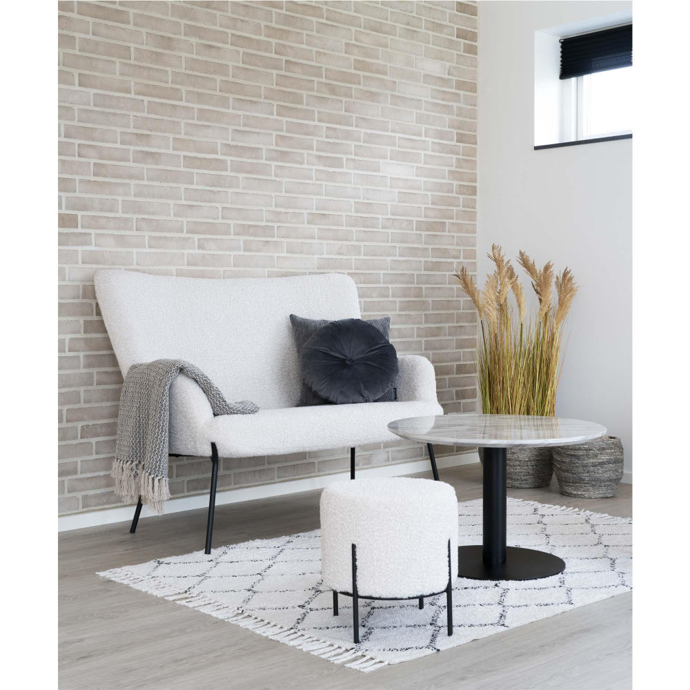 Pouf Hocker Kunstfell - Alford, weiß