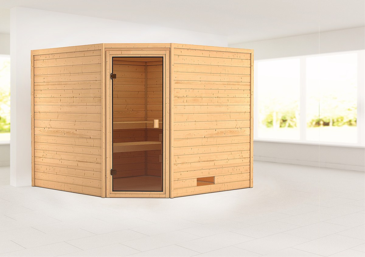 Aktionssauna Kemi 3 mit Eckeinstieg - 231x231 cm|ohne Ofen