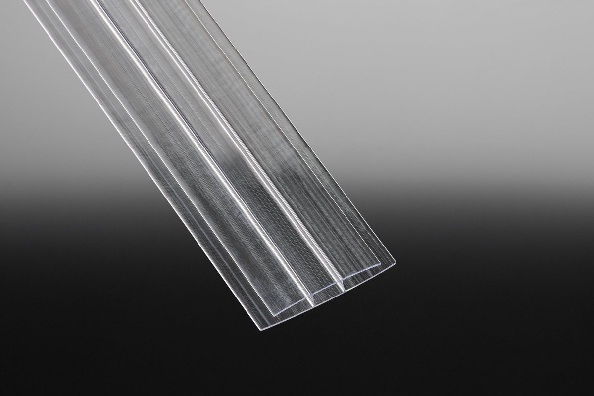 Polycarbonat H-Profil 2000 mm für 6 mm Stegplatten, glasklar