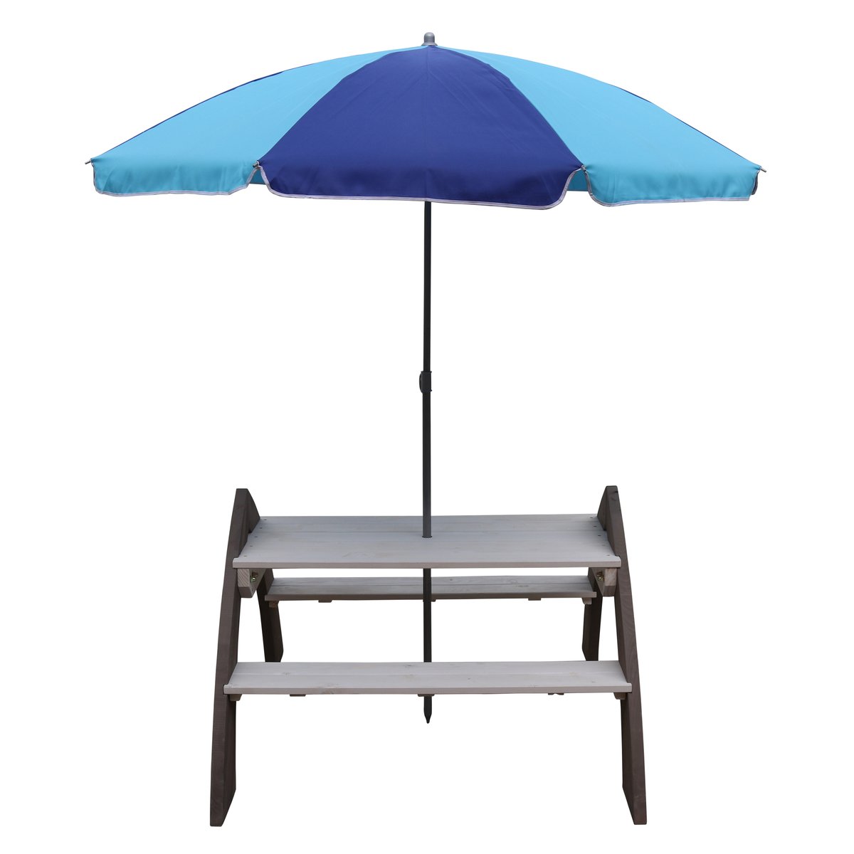 Picknick-Tisch Kylo grau/weiß 98x119x65 cm mit Sonnenschirm