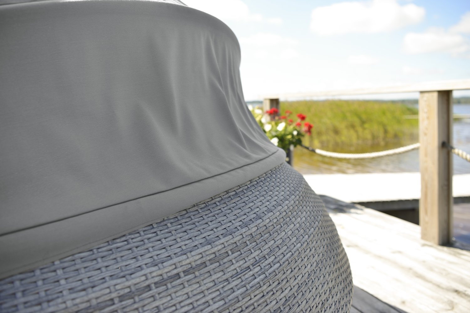 Callao Loungesofa/Loungeinsel aus Geflecht inkl. Kissen und Faltdach