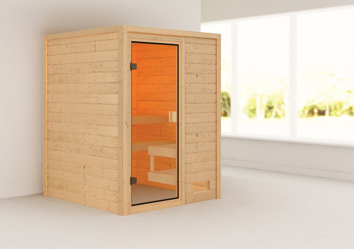 Aktionssauna Valida 1 - 145x145 cm, 38 mm Massivholz|Fronteinstieg|ohne Ofen