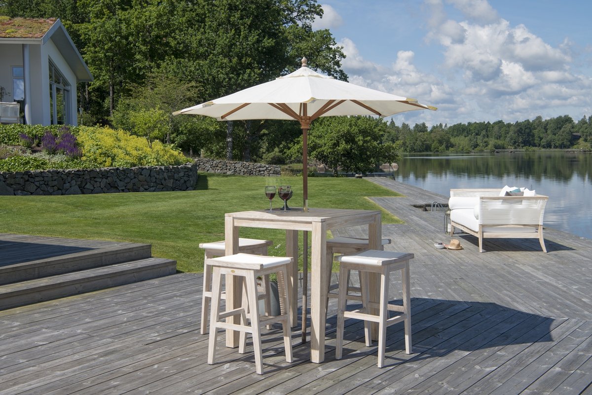 Wellington Barhocker Teak whitewashed / Geflecht weiß, 50 x 40 x 76 cm