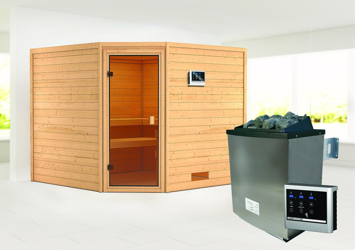 Aktionssauna Kemi 3 mit Eckeinstieg - 231x231 cm|Set-Ofen 2