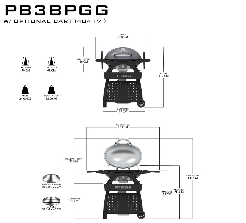 Pit Boss Sportsman 3, tragbarer Gasgrill