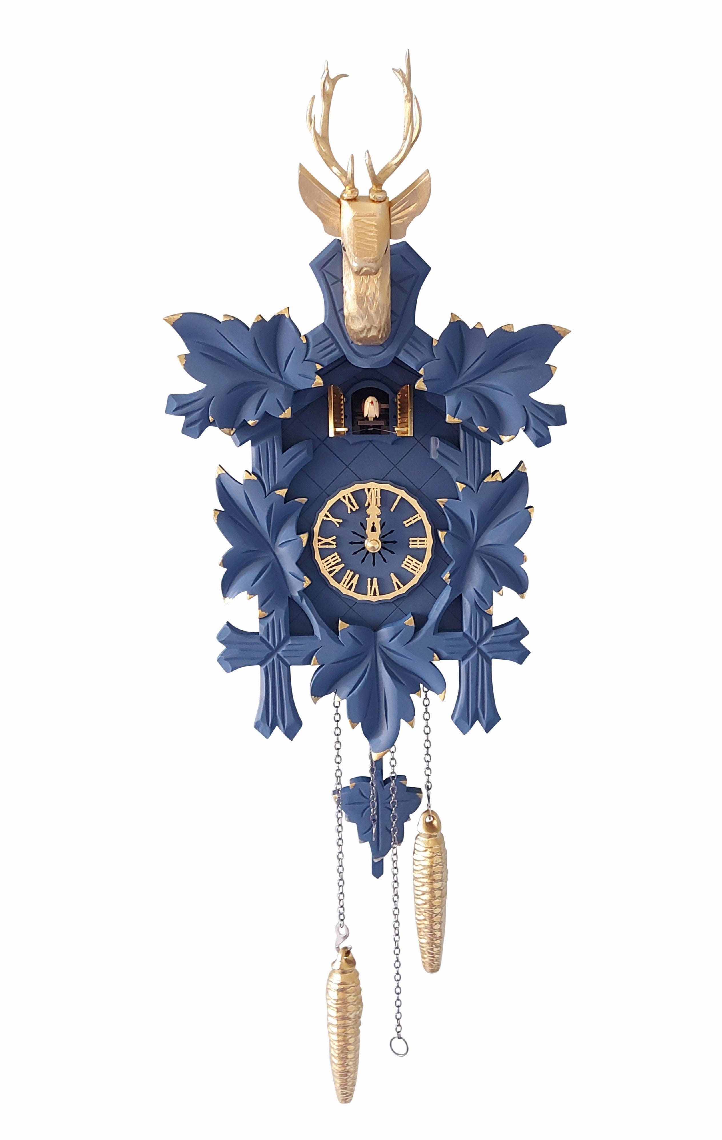 Kuckucksuhr "My Blue Beauty Kuckkoo", klein, blau/gold