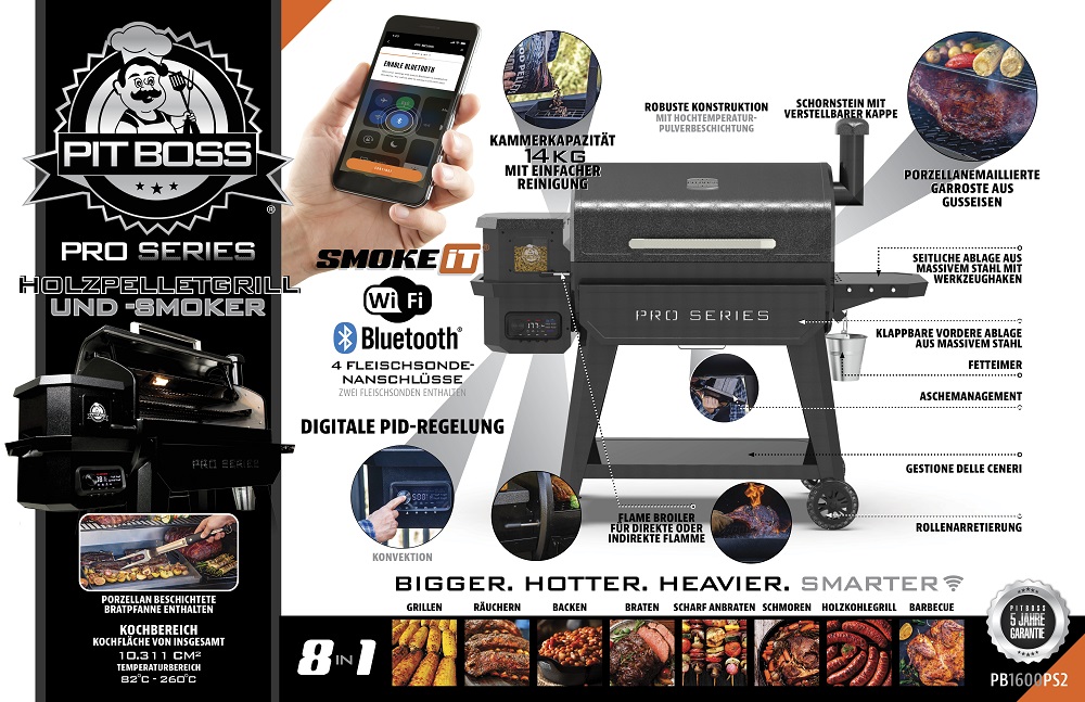 Pit Boss Pro Series 1600, Kombi-Grill mit Bluetooth und WiFi