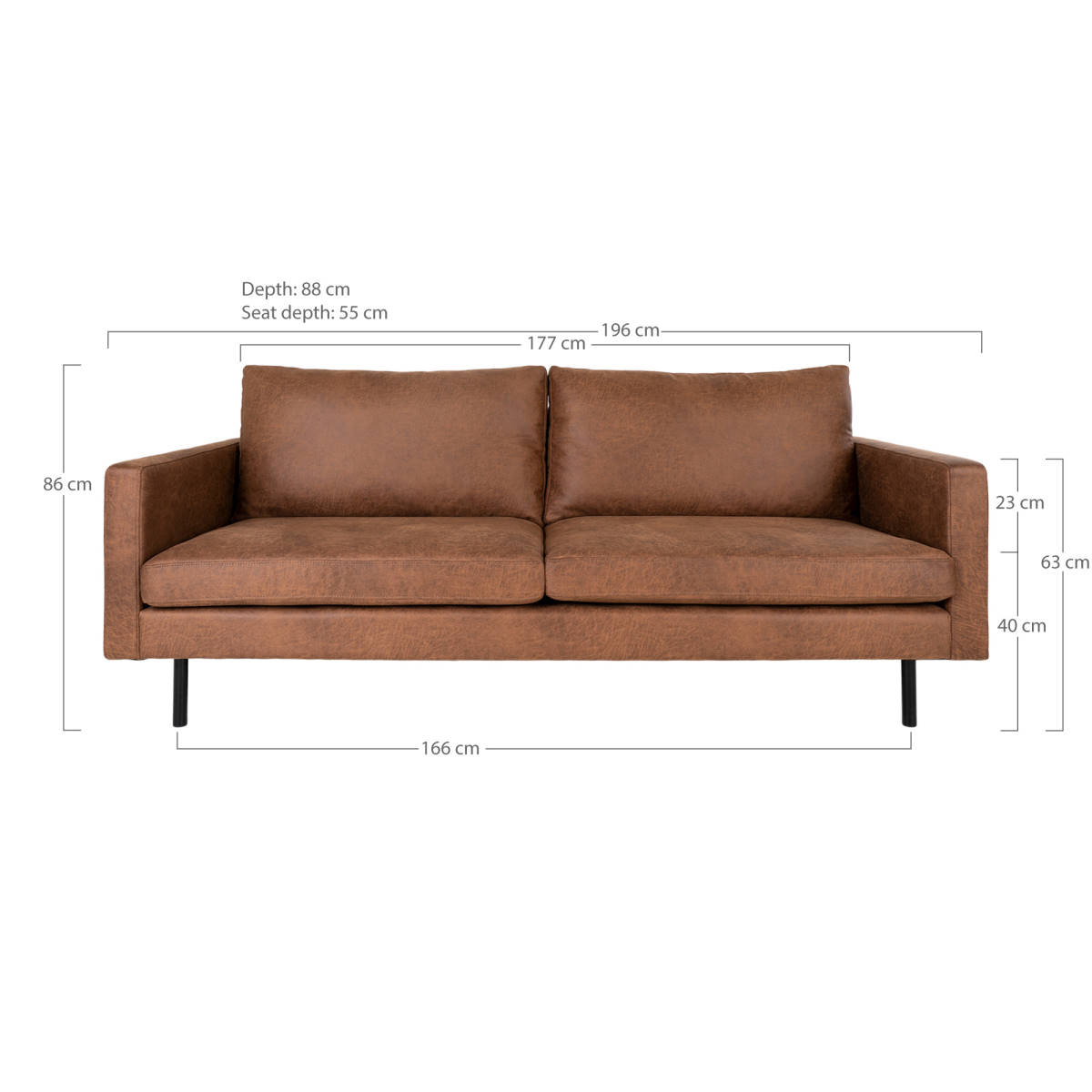 2,5 Sitzer Sofa - Malaga, braun