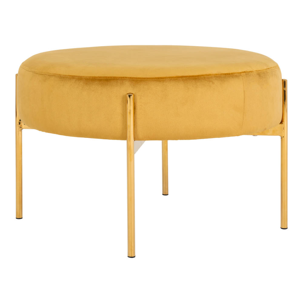 Pouf Samt-Hocker - Amadora, senfgelb Ø61 cm
