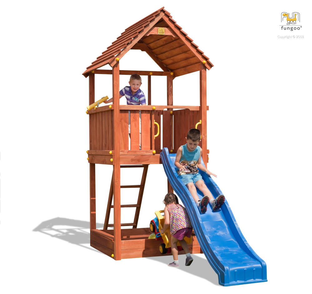 Fungoo Spielturm JOY, teak-farben lasiert